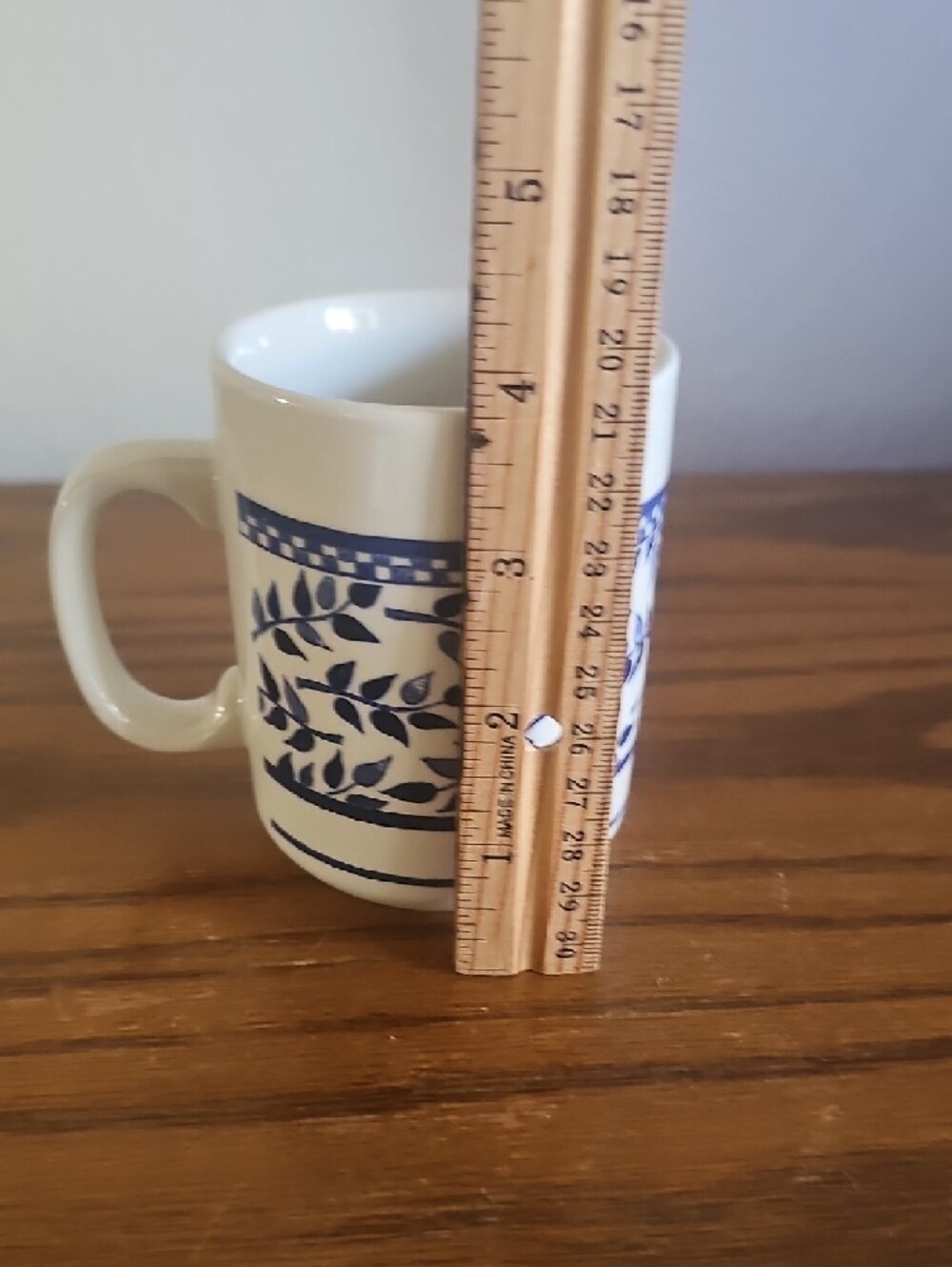 Made In Britain Ceramic Blue Leaf Pattern Coffee Mug Tote 4 - Picture 7 of 7